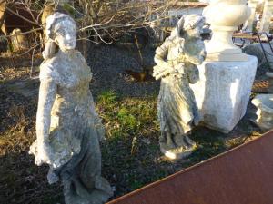 PRETTY CARVED RESTAURED STONE ANTIQUE STATUE.