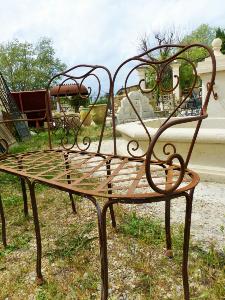 WROUGHT IRON BENCH. 