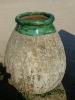 GENUINE TERRACOTTA OLIVE JAR GREEN ENAMELLED.