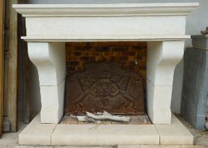  BIG WHITE STONE POVENCAL FIREPLACE.